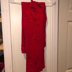 Red black spotted jeans